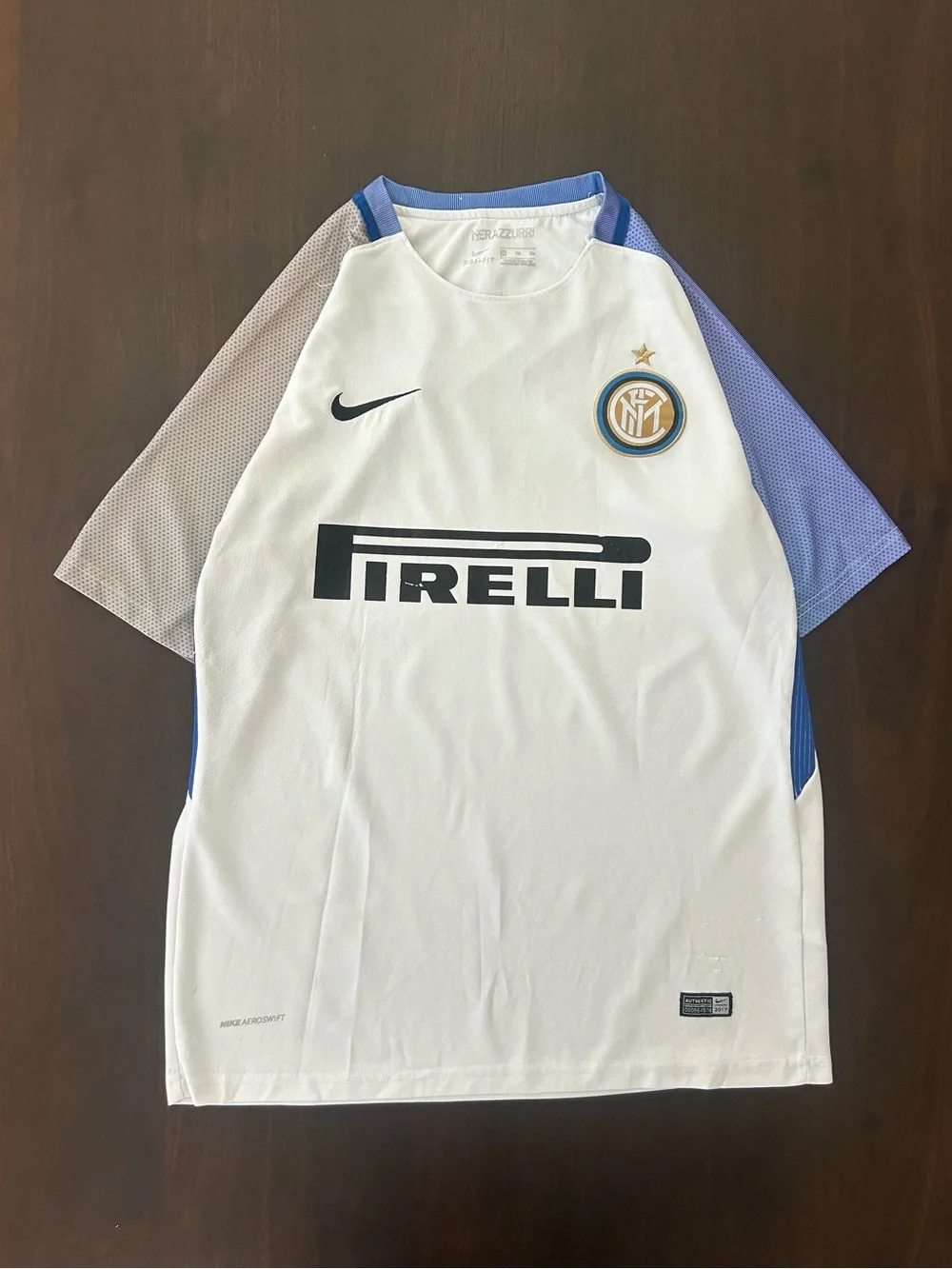Nike Inter Milan 2017 2018 Away Soccer Player Issued Jersey Shirt Pirelli Mens M